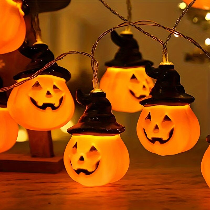 Luzes de Cordão de Abóbora de  - Halloween Led String Lights Orange avaliação e preço