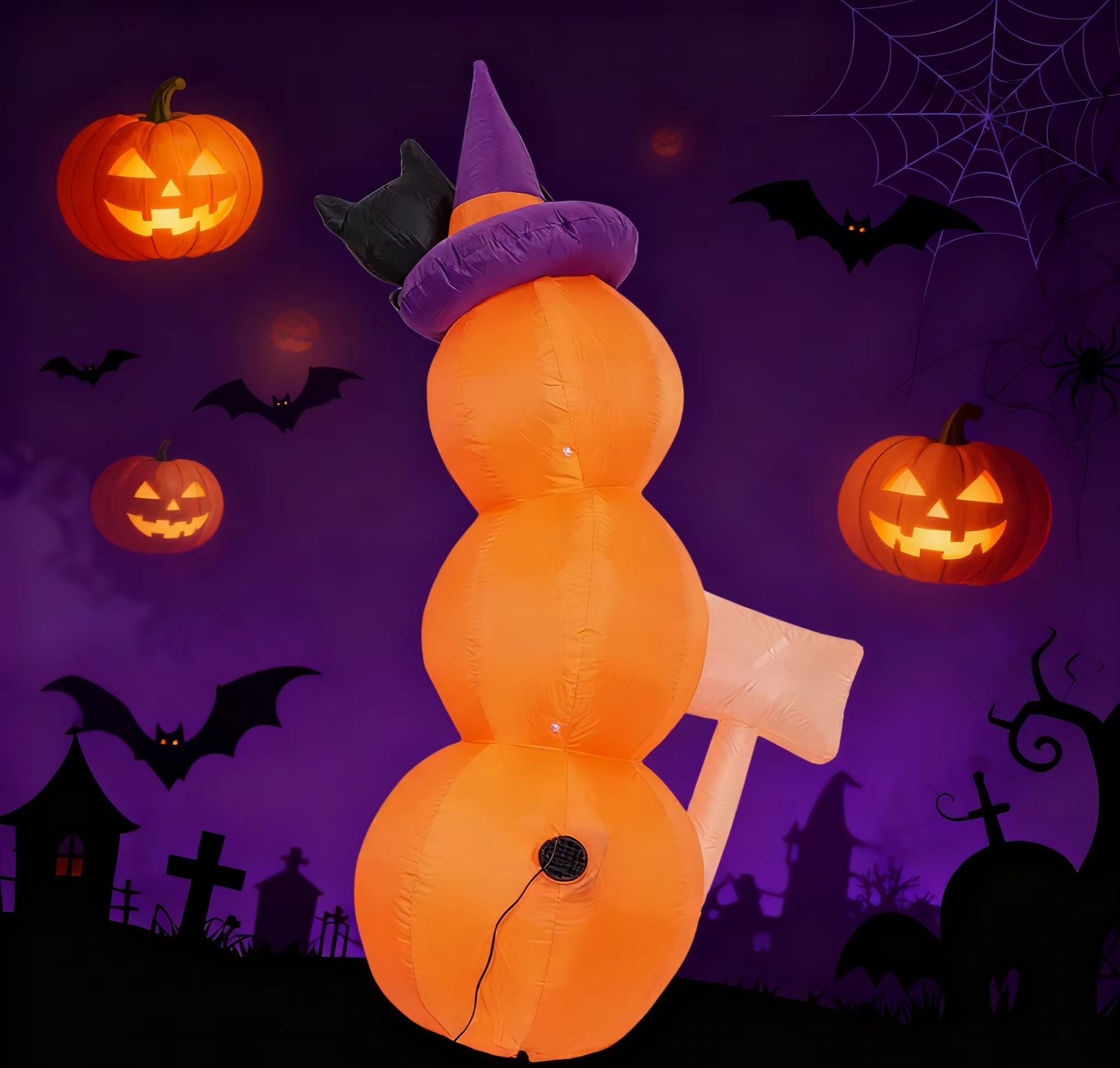 Abóboras Infláveis Empilhadas  - Halloween Pumpkin Decor Led avaliação e preço