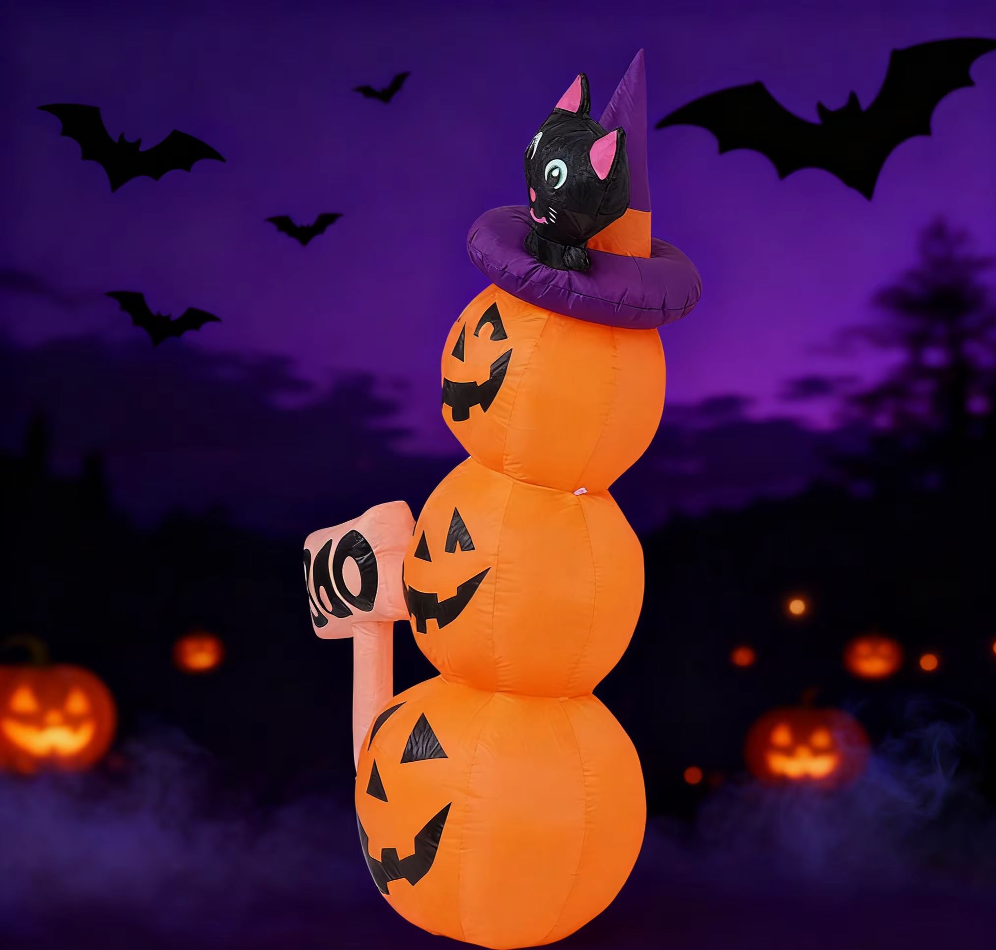 Abóboras Infláveis Empilhadas  - Halloween Pumpkin Decor Led avaliação e preço