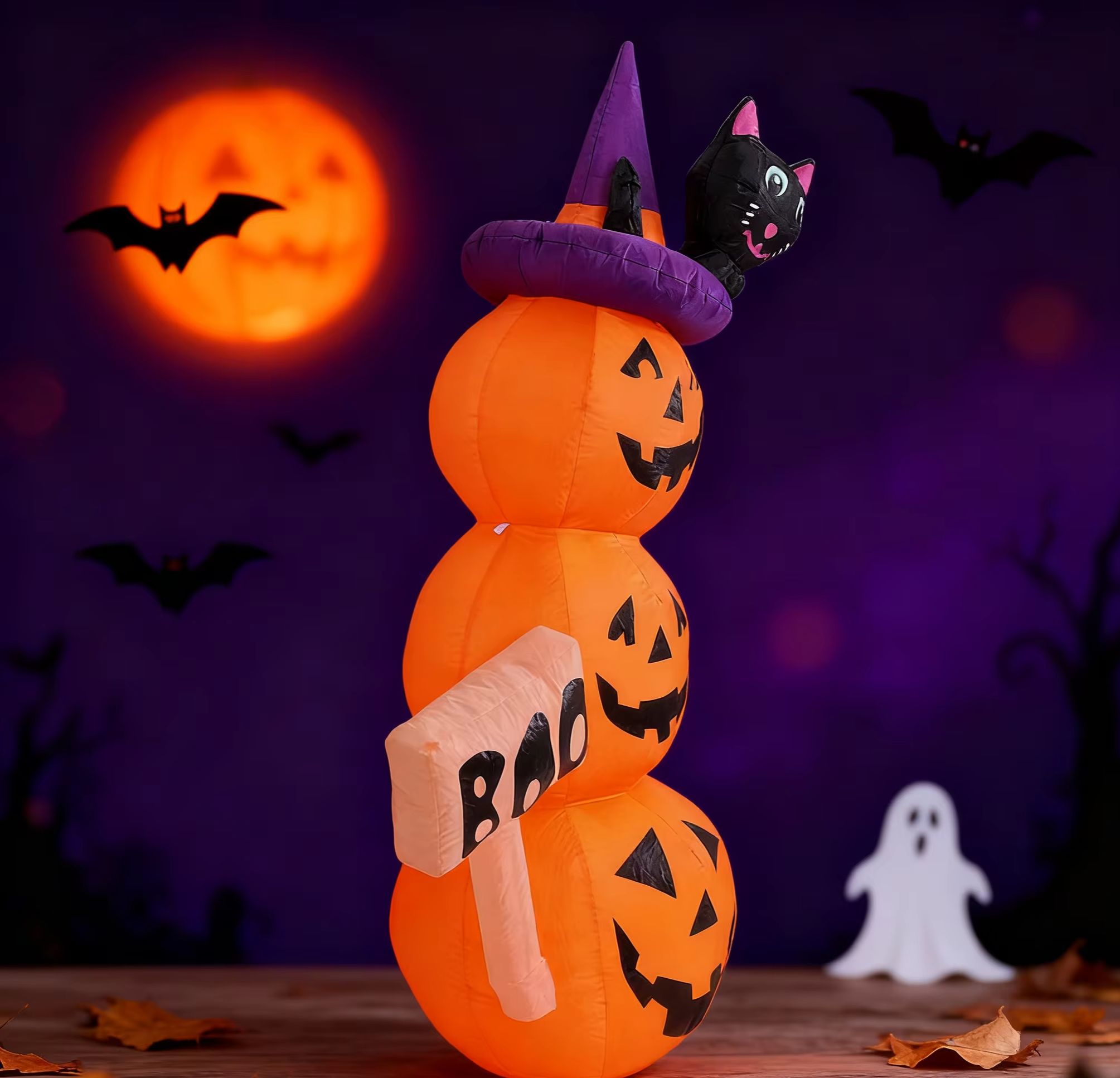Abóboras Infláveis Empilhadas  - Halloween Pumpkin Decor Led avaliação e preço