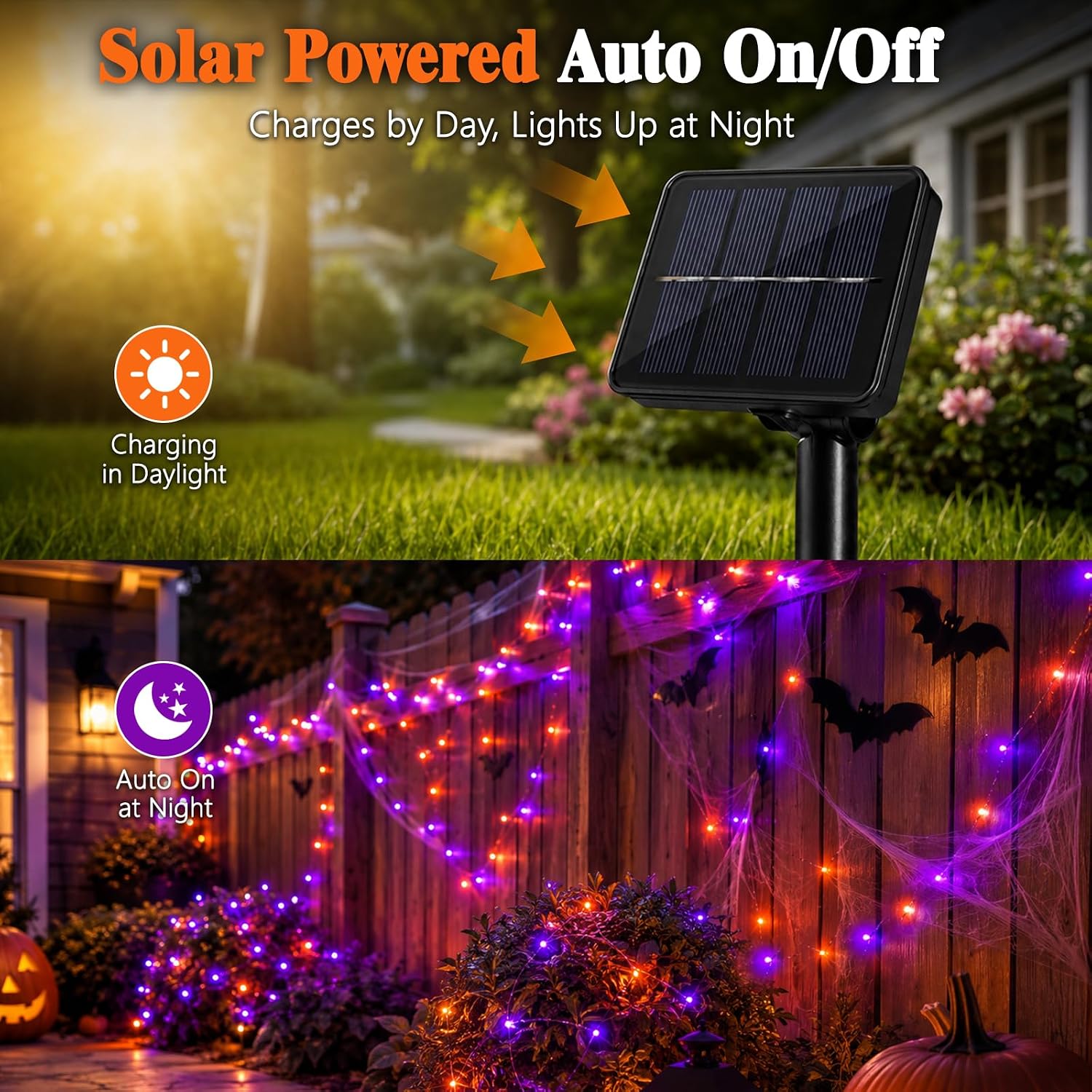 Luzes de Cordão LED Solares de - Halloween Led String Lights Orange avaliação e preço