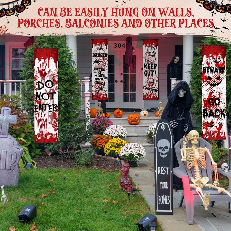 VIKAMA Capa de Porta de Hallow - Halloween Skeleton Decoration avaliação e preço