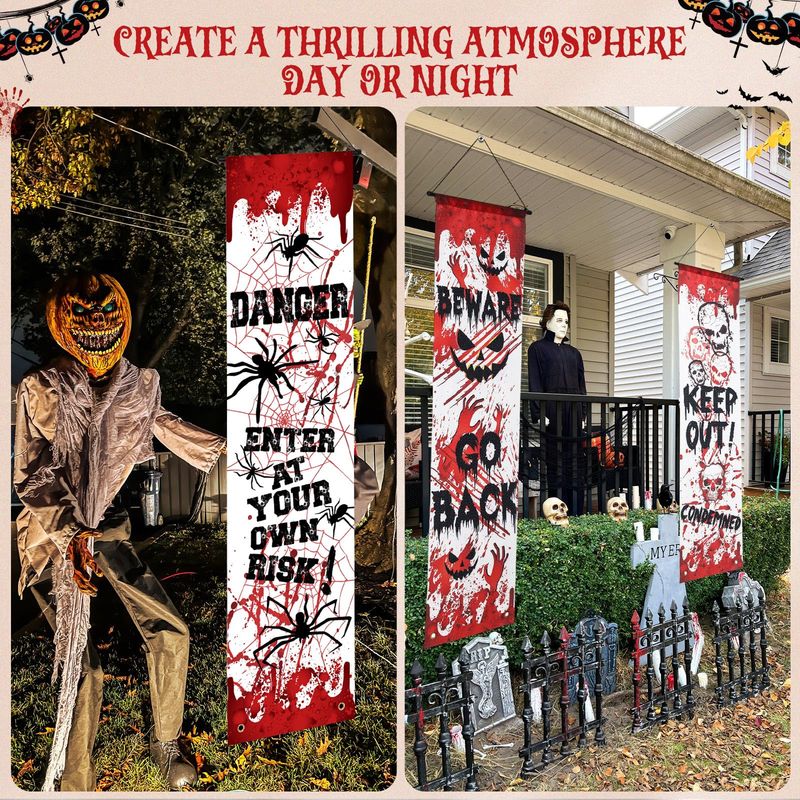 VIKAMA Capa de Porta de Hallow - Halloween Skeleton Decoration avaliação e preço
