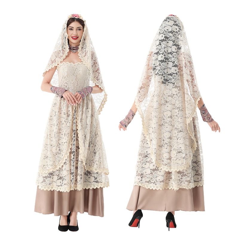 Vestido Maxi Vintage de Renda  - Halloween Costume Adult avaliação e preço