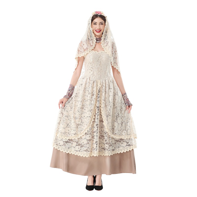Vestido Maxi Vintage de Renda  - Halloween Costume Adult avaliação e preço