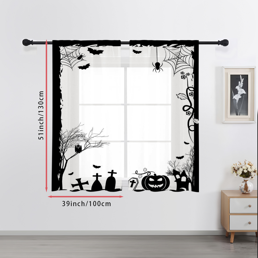 2 Peças de Cortina Transparent - Spider Web Halloween Decoration avaliação e preço
