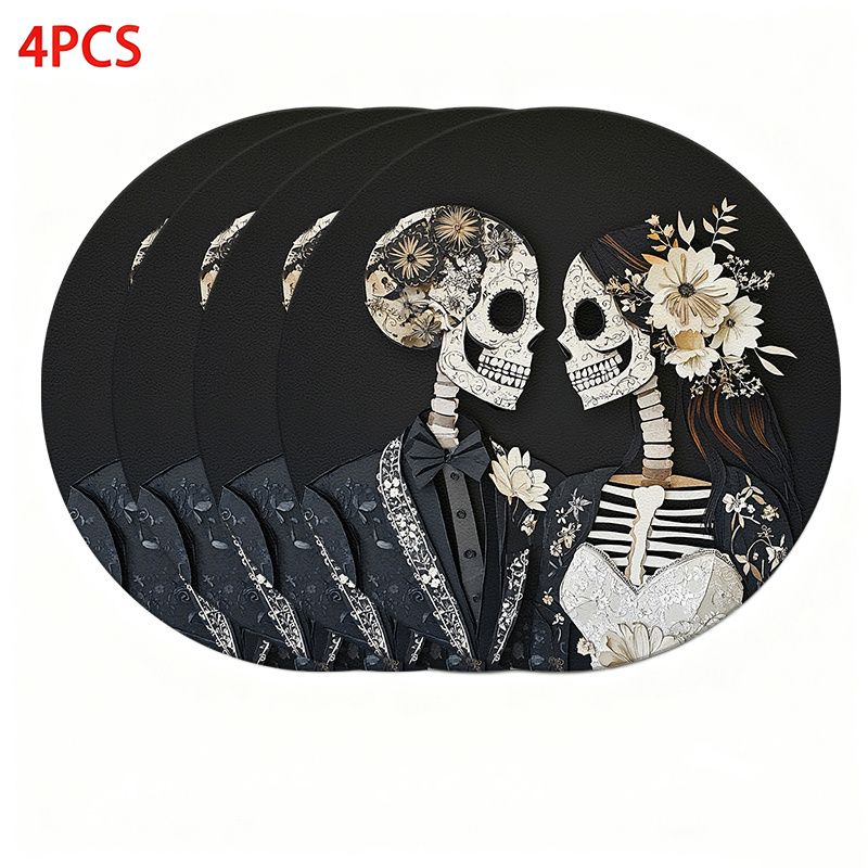 VIKAMA Jogo Americano de Casal - Halloween Skeleton Decoration avaliação e preço