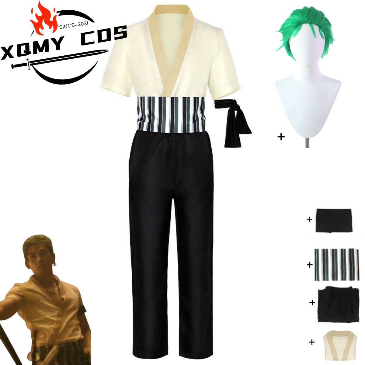 Xqnew anime filme roronoa zoro - Halloween Costume Kids avaliação e preço